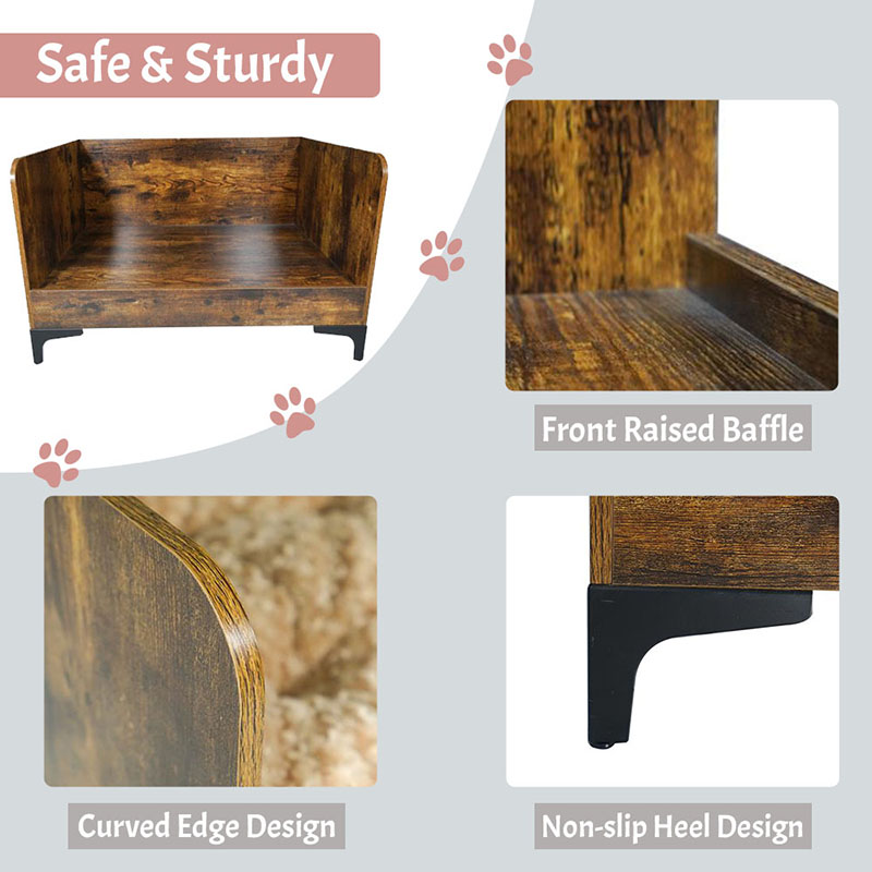 Cama de cachorro elevada de madeira interna moderna com moldura Cama de cachorro elevada de madeira interna moderna com moldura