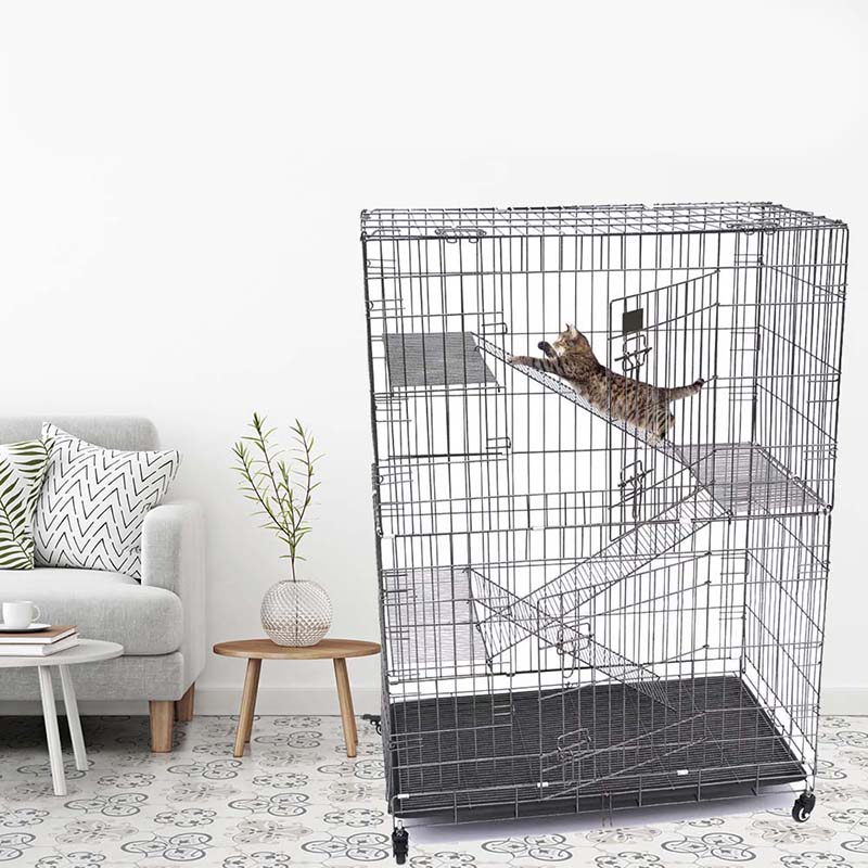 2/3/4 de camada grande gaiola de gato de metal interno com rodas 2/3/4 de camada grande gaiola de gato de metal interno com rodas