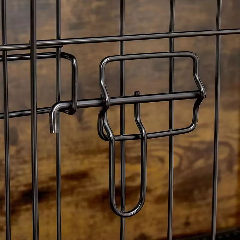 Gaiola de cão de mobília de madeira interior marrom rústica Gaiola de cão de mobília de madeira interior marrom rústica