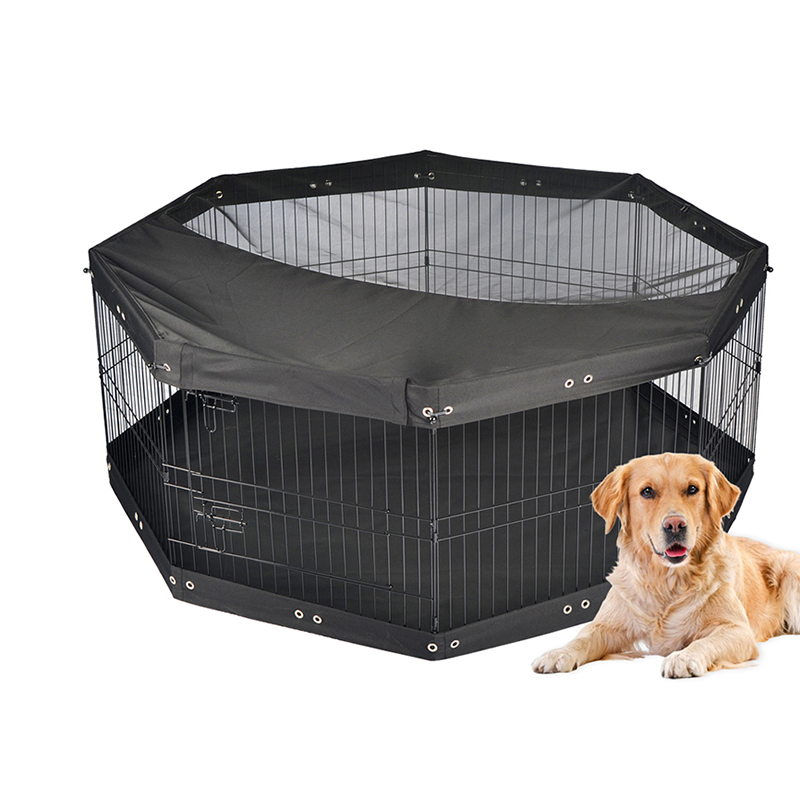 Playpen de cão de metal dobrável de 8 painéis com capa superior e ponto inferior Playpen de cão de metal dobrável de 8 painéis com capa superior e ponto inferior