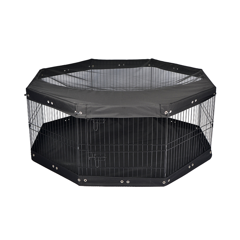 Playpen de cão de metal dobrável de 8 painéis com capa superior e ponto inferior Playpen de cão de metal dobrável de 8 painéis com capa superior e ponto inferior