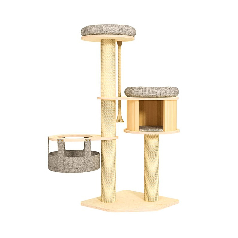 Torre da árvore da árvore de gatos de condomínio de madeira do chão ao teto