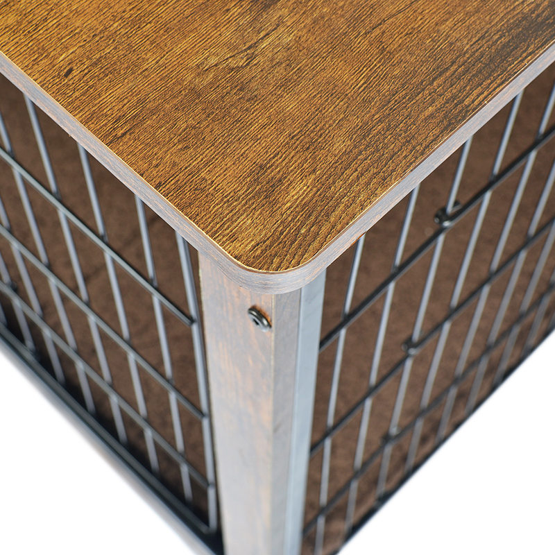 Gaiola de cão de estilo de madeira interna com almofada e rodas Gaiola de cão de estilo de madeira interna com almofada e rodas