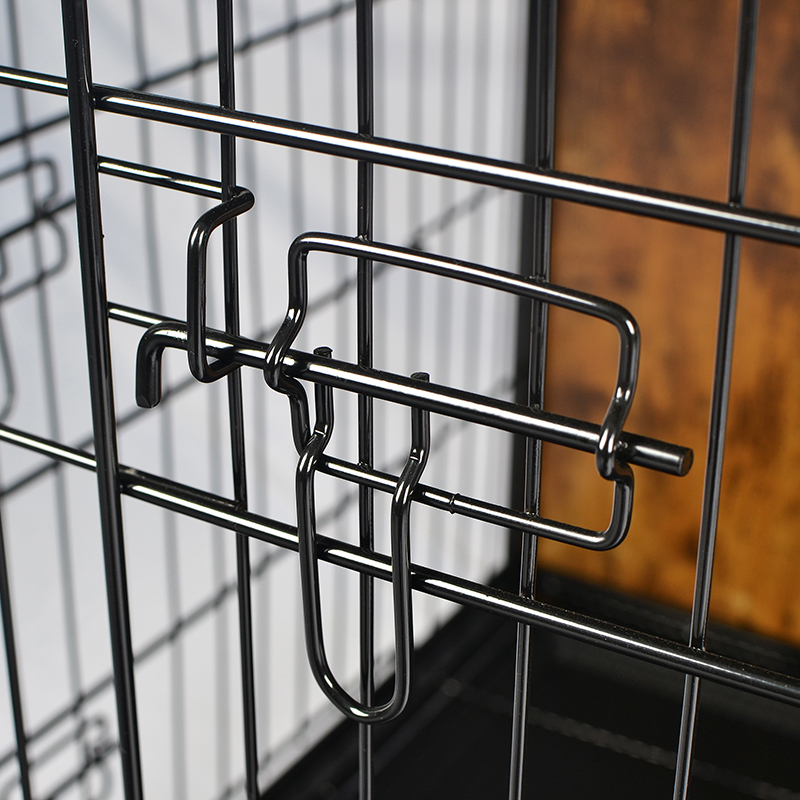 Gaiola de cão de estilo de madeira interna com almofada e rodas Gaiola de cão de estilo de madeira interna com almofada e rodas