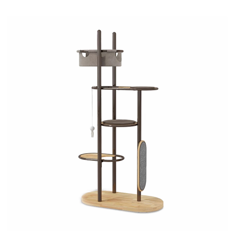 Condomínio de torre de árvore de madeira de borracha de borracha de borracha de borracha alta alta do teto ao teto com cesta de sono