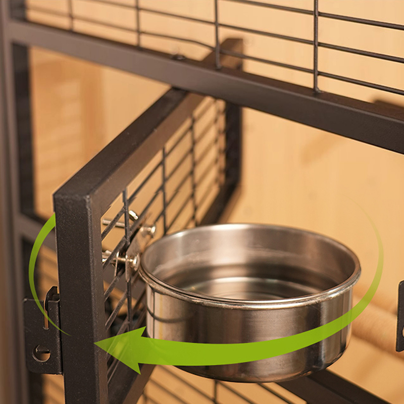 Gaiola de madeira e aço grande removível Diy Villa Parrot Pássaro Capinhas de criação de pássaros com rodas de suporte Gaiola de madeira e aço grande removível Diy Villa Parrot Pássaro Capinhas de criação de pássaros com rodas de suporte