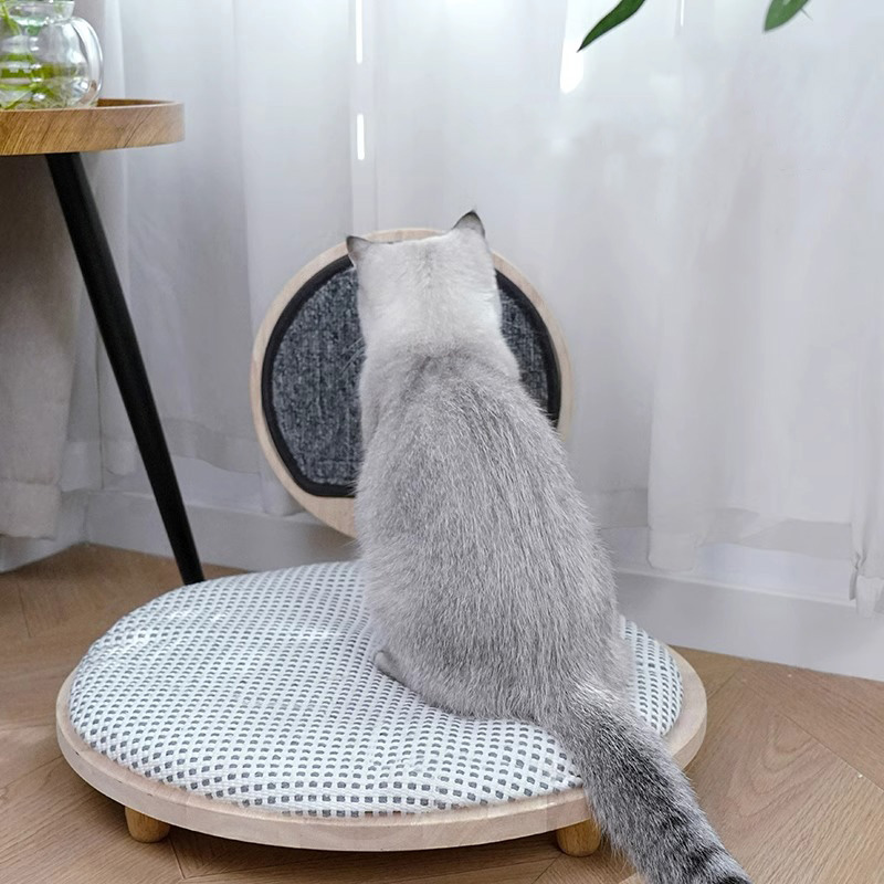 Ninho de cama de gato aconchegante de madeira sólida com quadro de arranhões Ninho de cama de gato aconchegante de madeira sólida com quadro de arranhões