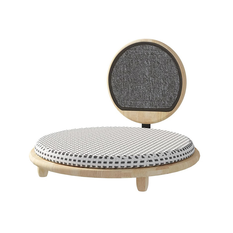 Ninho de cama de gato aconchegante de madeira sólida com quadro de arranhões