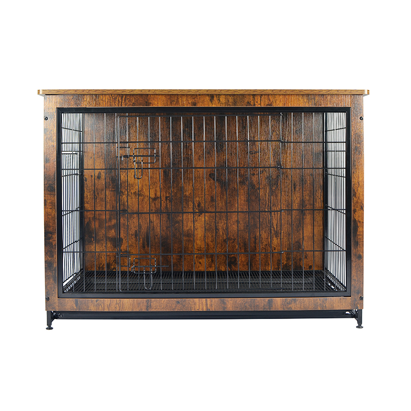 Gaiola de cão de metal de móveis de madeira interna