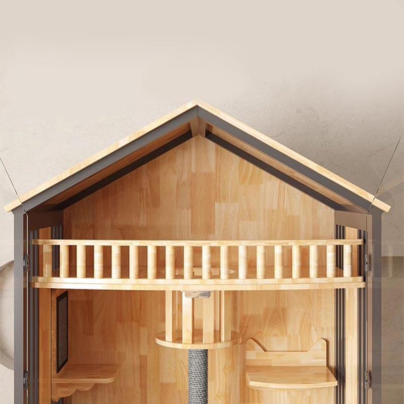 Torre de gato interna de gaiola de gaiolas de madeira de várias camadas Torre de gato interna de gaiola de gaiolas de madeira de várias camadas