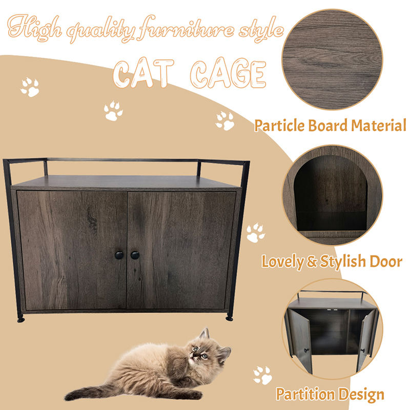 Armário de ninhada interno com mobiliário de divisor de gatos de gaiola mesa lateral da gaiola Armário de ninhada interno com mobiliário de divisor de gatos de gaiola mesa lateral da gaiola