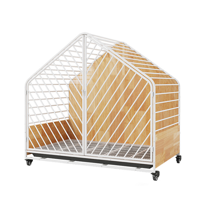 Grande gaiola de cão interno de aço de madeira
